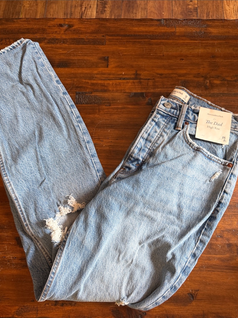 Abercrombie & Fitch Light Blue Distressed High-Rise Jeans